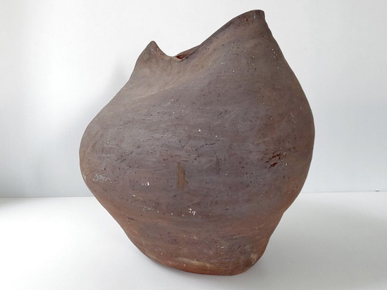 Image 1 of XXL VINTAGE TERRACOTTA CERAMIC VASE DLG ELISABETH JOULIA YVES MOHY LA BORNE