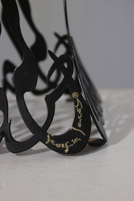 Image 1 of Georgia Jacob - Lampe vintage métal & résine design post-moderne 1990s France