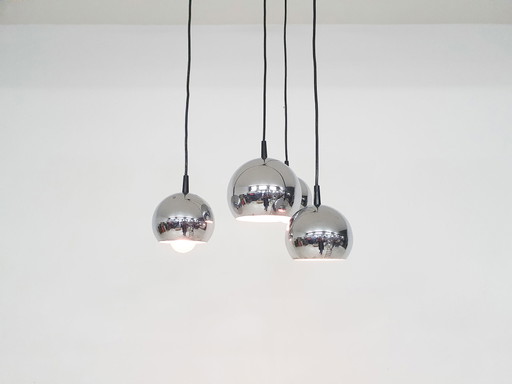 Lampe suspendue à globes argentés Mid Century
