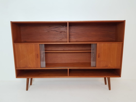 Vintage Danish wall cabinet | Sideboard cabinet | Wall unit teak – Wood, Glass (photo 4 of 15)