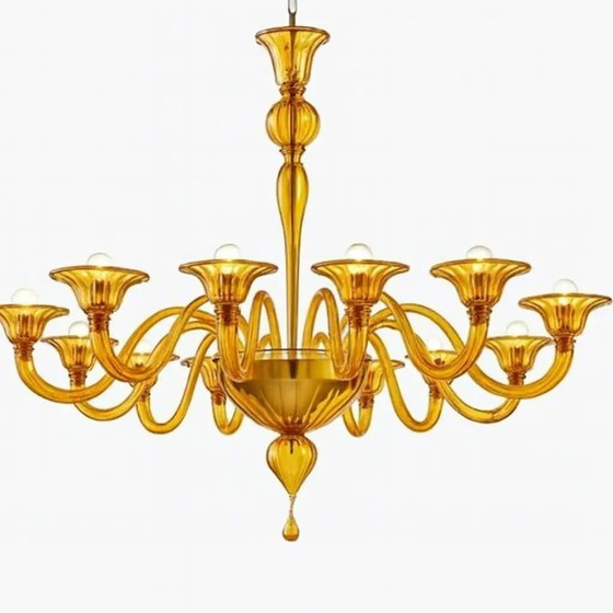 Image 1 of Italian Contemporary Modern Elegant "Rigadin" Murano Glass Chandelier