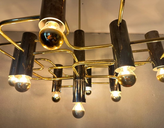 Vintage Sciolari for Boulanger pendant lamp – Chrome, Brass (photo 12 of 14)
