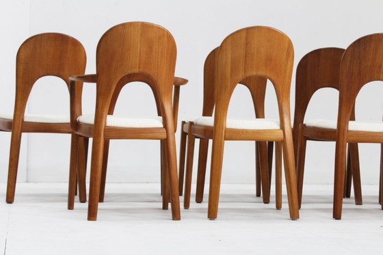 Image 1 of Vintage Deense Mid Century eetkamer stoelen Niels Koefoed teak , set van 10