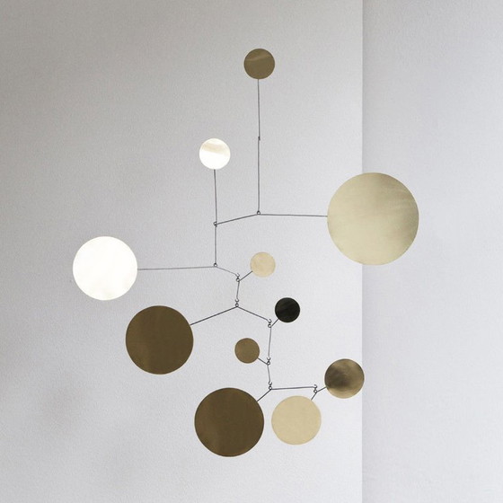 Image 1 of Grote mobiele sculptuur in messing Space Age