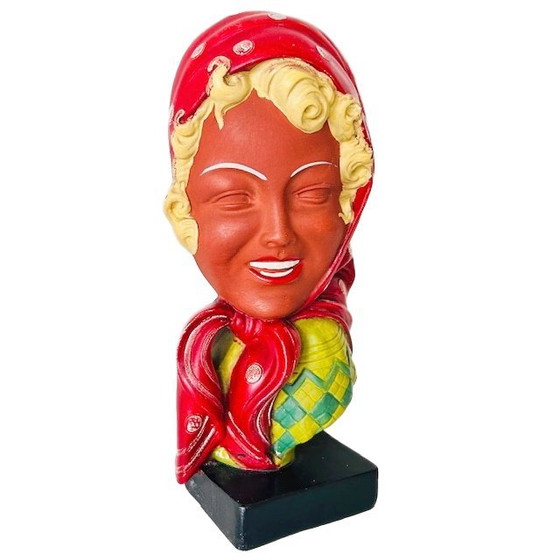 Image 1 of Vintage Rockabilly ceramic woman figure wall mask retro Brabancon by Tich Vanden Balck 1950s