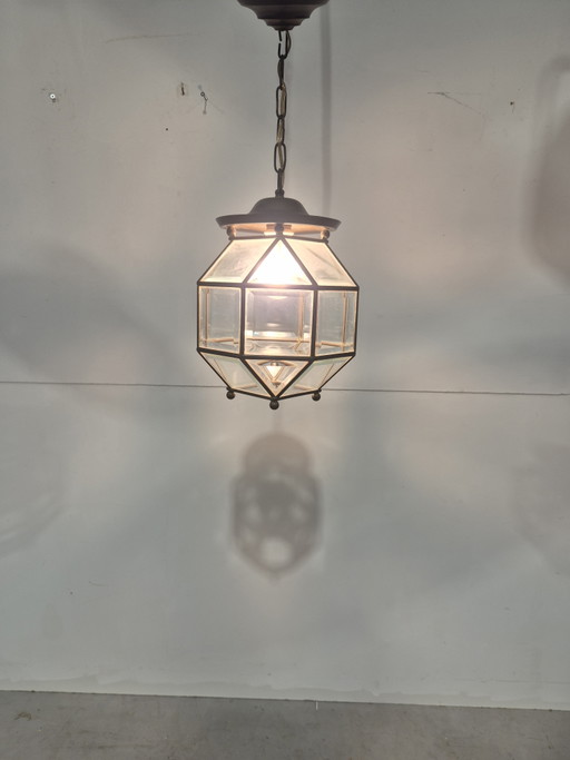 Amsterdamse school lantaarn met geslepen glas