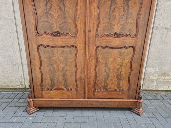 Grande armadio a frontone Biedermeier. Armadio antico. Credenza / mobile, Armadi contenitori, Legno, Marrone (foto 8 di 11)