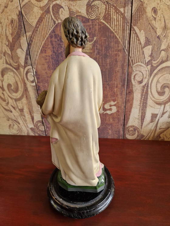 Image 1 of Antique Bell Jar with Religious Figure