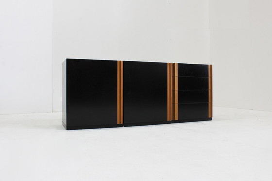 Image 1 of Buffet italien vintage, bois et marbre, années 1970