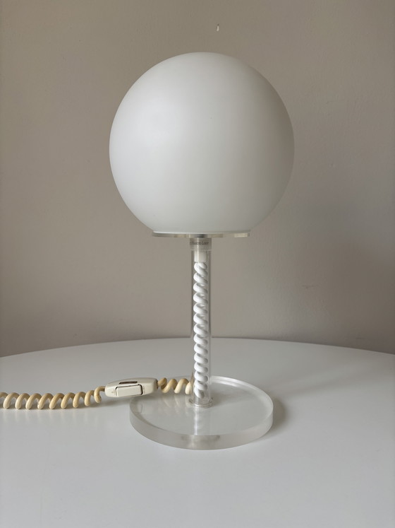Harco Loor Table Desk Lamp With Perspex Frame & Glass Bowl, 1960s – Table lamps, Plastic (photo 4 of 11)