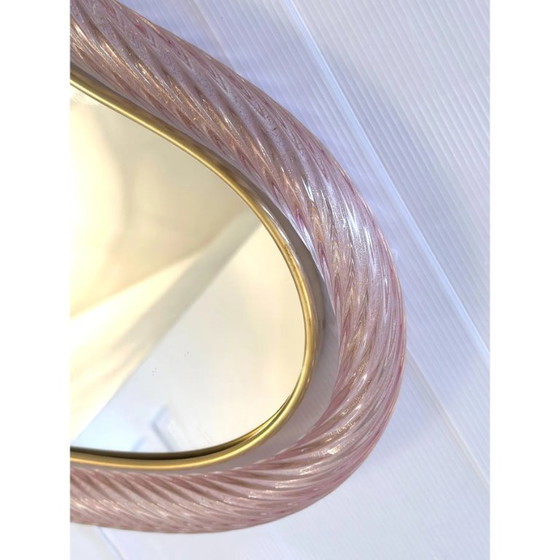 Image 1 of Espejo de diseño de cristal Torchon escenográfico de estilo Murano – Simoeng, rosa y dorado
