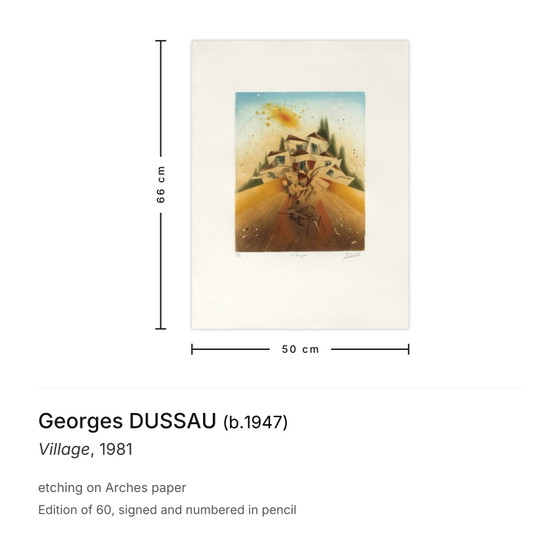 Georges Dussau Gravure Signée Village 1981 – Lithographies et sérigraphies, Paper (photo 3 of 5)