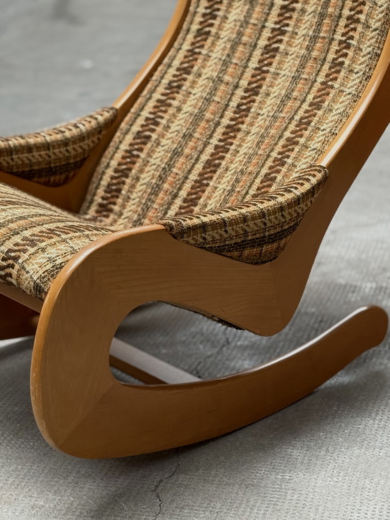 Image 1 of SEDIA A DONDOLO CASALA XL IN LANA BOUCLÉ ​​DI FAGGIO ANNI '60