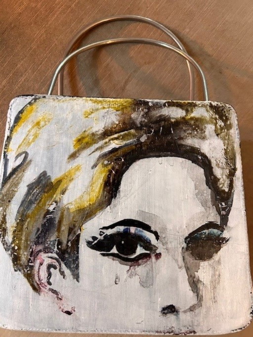 Unique handmade art handbag - mini-portrait of Frederik Schnieders (B)