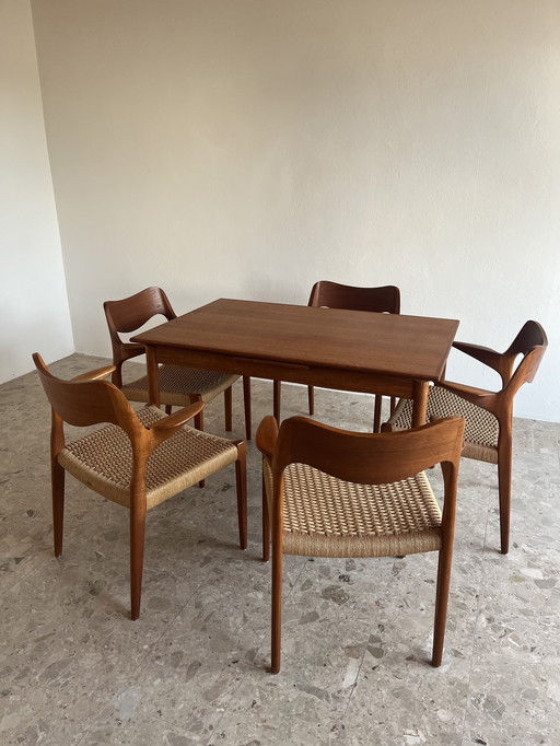 5x Original "Niels Otto Møller Model 55" Armchair Teak Paper Cord J.L. Møllers!!