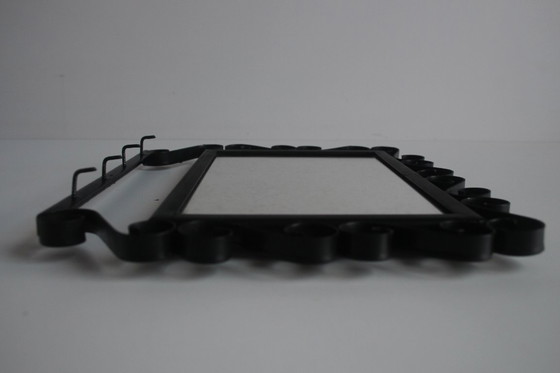 Image 1 of Miroir mural vintage en métal avec crochets, années 1960.