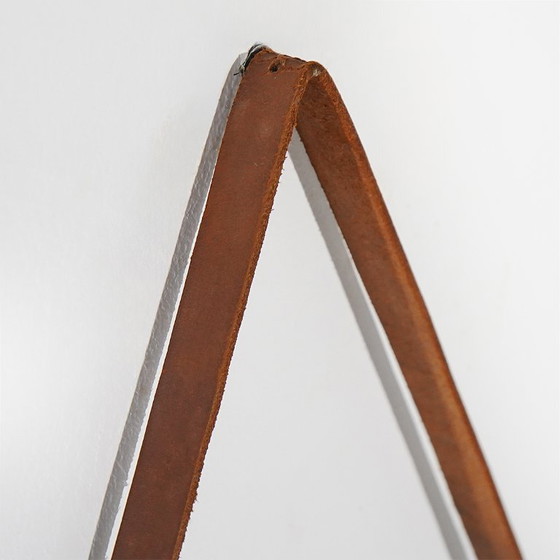 Ronde wandspiegel met leren band, jaren 60 – Glass, Leather (photo 7 of 13)