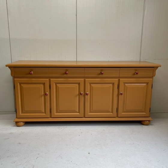 Image 1 of Remodelación de aparador de madera terracota naranja Little Green cómoda con cajones