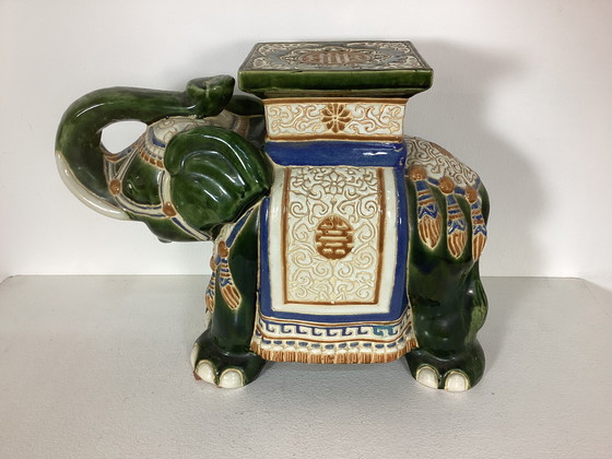 Image 1 of Vintage keramieken olifant plantentafel seventies 