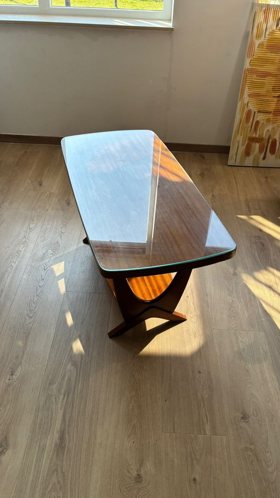 Image 1 of Mid-century coffee table with glass