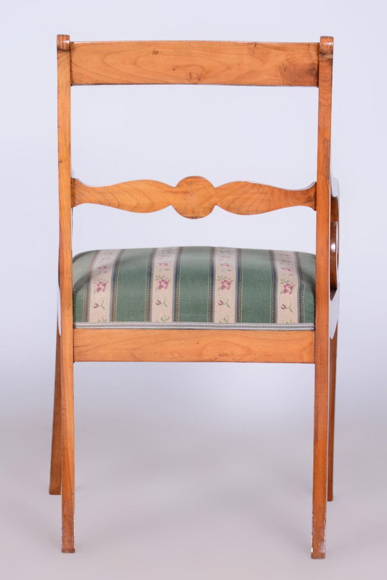 Restored Biedermeier Armchair with Stool, Beech, Oak, Cherry, Austria, 1830s – Textile, Wood (photo 17 of 20)