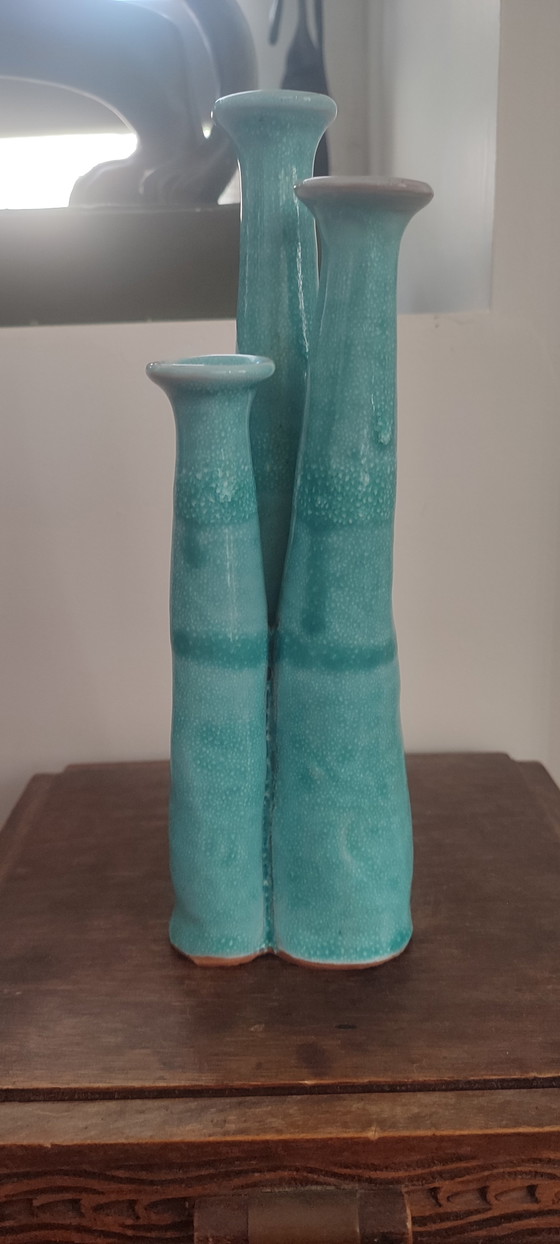 Orgel" Dreifach-Soliflore-Vase aus handgefertigter Keramik – Terre cuite émaillée, Vasen, Ceramic (photo 2 of 10)