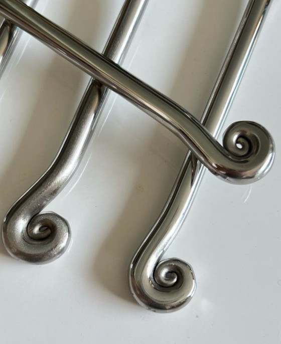 Image 1 of Set di 5 posate in acciaio inox – forma organica a spirale/vortice – stoviglie vintage originali