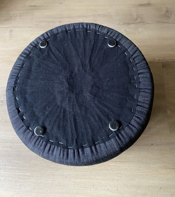 Unique Round Denim Footstool / Pouf, Solid Base, merkloos, Footstools & poufs, Cotton, Blue (photo 4 of 5)
