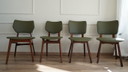 Sedie da pranzo vintage in teak anni '60 con rivestimento in pelle color oliva