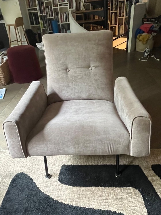 Vintage Modular Sofa Model 743 by Joseph André Motte, Restored, Plus Armchair – Joseph-André Motte, Textile (photo 3 of 5)