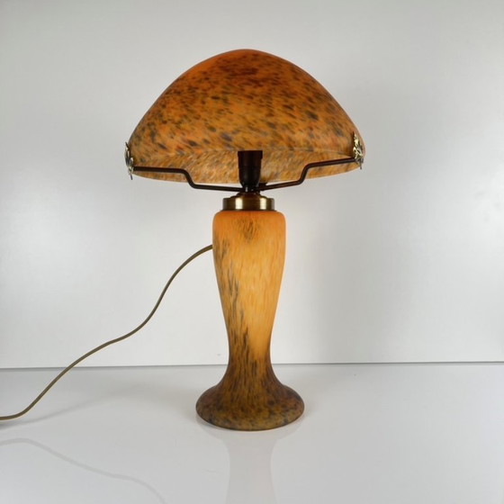 Image 1 of Lampada a forma di fungo in vetro arancione screziato, Massive, Belgio 1970