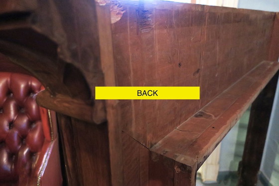 Image 1 of Camino Art Déco in teak massiccio intagliato e ferro battuto, 1920