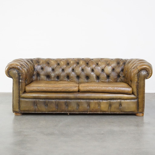 Beef Leather Chesterfield Sofa