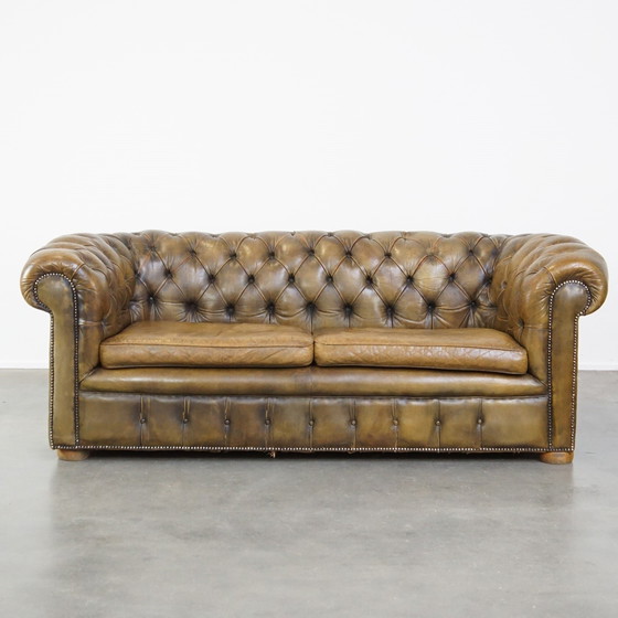 Image 1 of Beef Leather Chesterfield Sofa