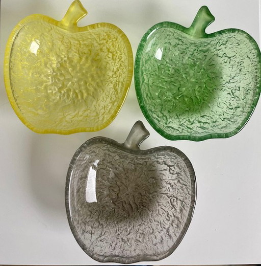 3 X bols en verre vintage en forme de pomme de Covetro Italia