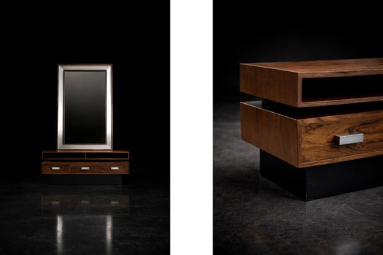 Image 1 of Vintage Mid-Century Scandinavian Modern Ambassador Console with Mirror from Fröseke Nybrofabriken Ab, 1970s, Set of 2