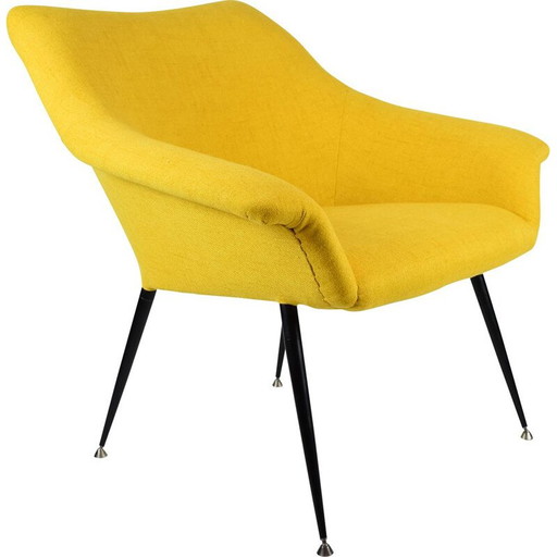 Poltrona sovietica vintage Shell in tessuto giallo, anni '60 