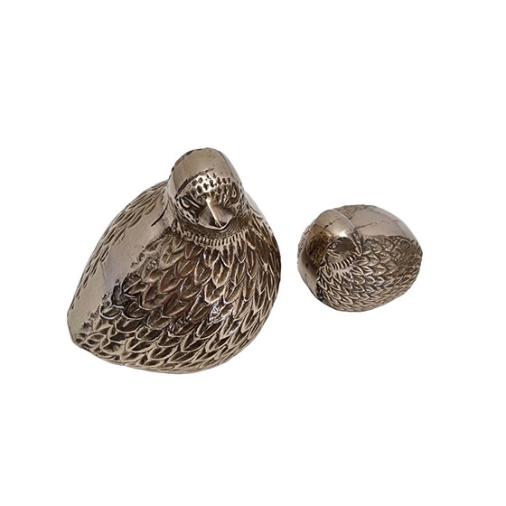 Image 1 of Mid Century Satz von 2 Wachteln aus Messing