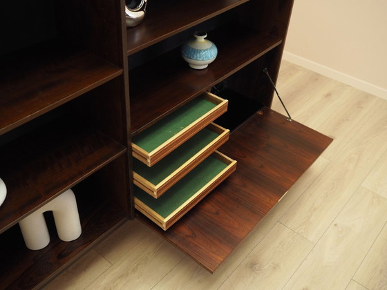 Danish rosewood veneered bookcase with bar cabinet, Vemb Møbelfabrik, 1970s, High Boards, Black (photo 4 of 21)