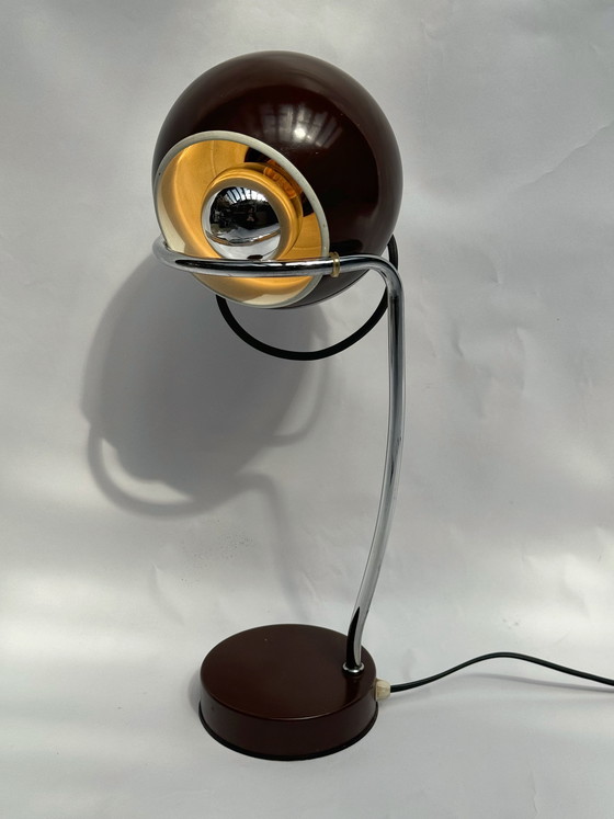Image 1 of Vintage Brown Gepo Amsterdam Eyeball Lamp | Table Lamp 1970s Dutch Design