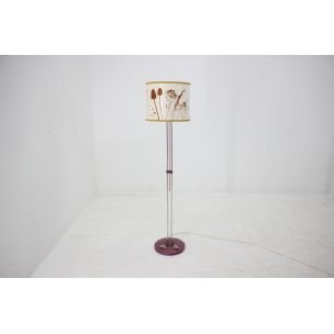 Vintage vloerlamp in witte stof en staal voor Ligdokov, Tsjecho-Slowakije 1970