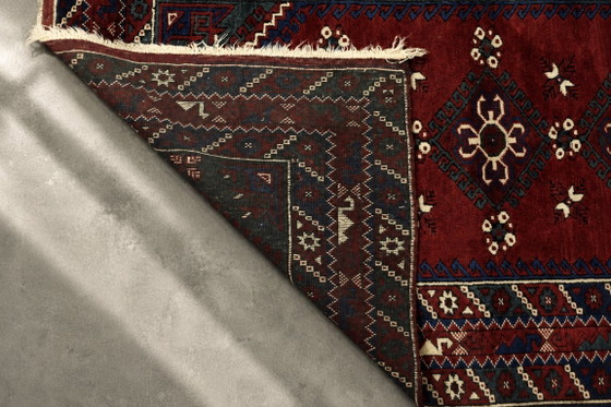 Vintage Red Hand-Woven Oriental Afghan Rug, 1970s – Decorative Objects, Wool (photo 10 of 13)