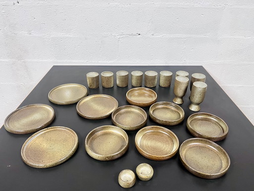 Tafelservice aus Pyrité-Steingut, La Borne, 1970er Jahre