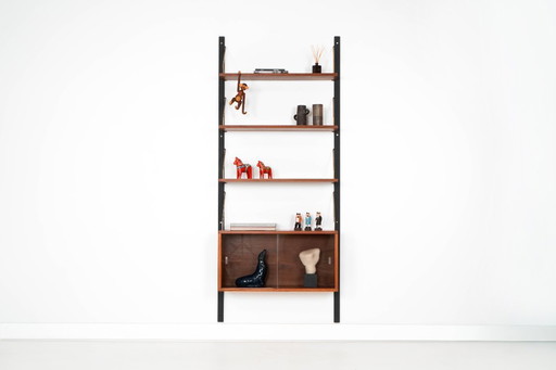 Teakhouten boekenkast, Deens design, jaren 60, productie: Denemarken