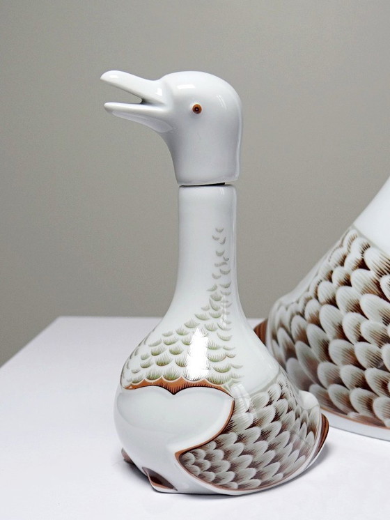 Image 1 of Vintage 80s Haviland Castel carafe and miniature bottle set, after Sandoz for Chabot