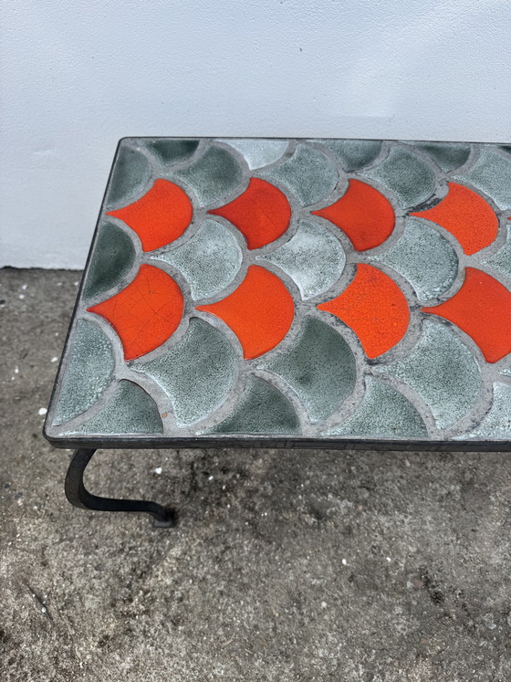 Image 1 of 1950s ceramic coffee table with scale pattern