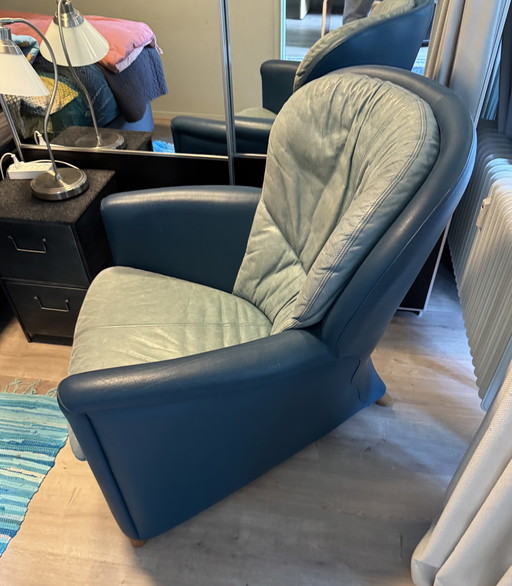 Leolux fauteuil Excalibur leder turquoise