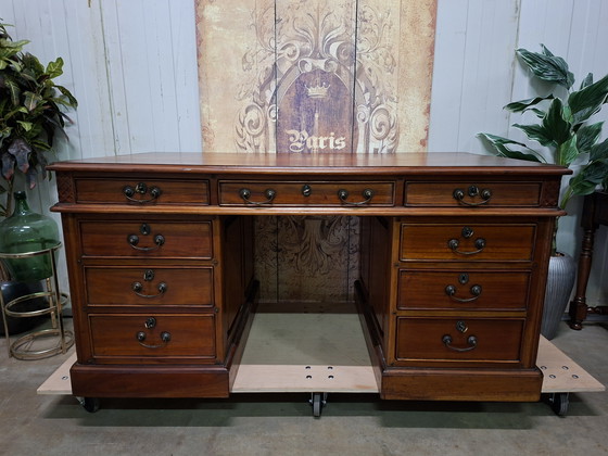 Image 1 of Classic Teak double-sided writing desk partner desk dimensions: 161x90m and 79cm high.