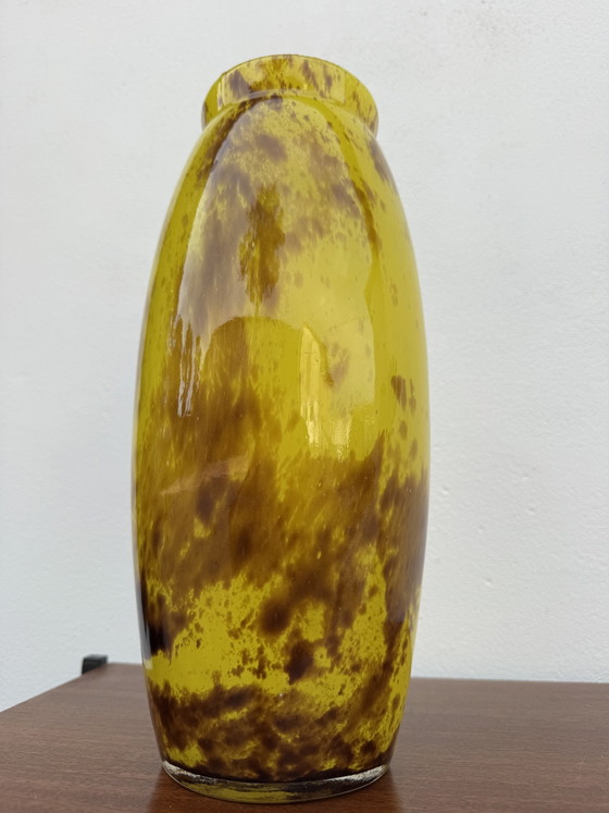 Grande vaso giallo marmorizzato Art Déco – Vasi, Vetro (photo 3 of 15)