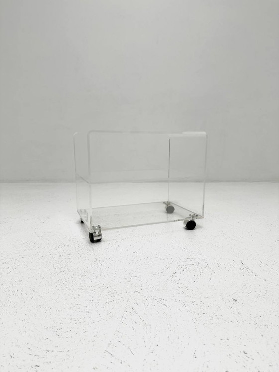 Image 1 of Space Age side table small made of plexiglass on castors